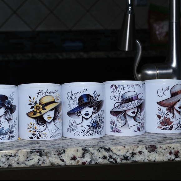 Custom Made Chic Lady with Floral Hat Ceramic Mug (11 oz) - Picture 4 of 5